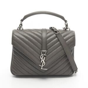 Saint Laurent Paris College Handbag Leather Gray
